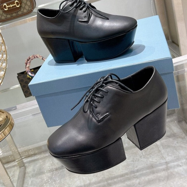Thick Sole Casual Shoes Chunky High Heels Lady Pumps