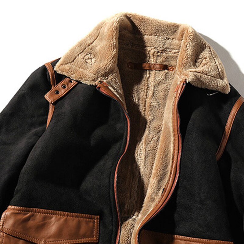 Mens Winter Warm Bomber Jacket Leather Coats