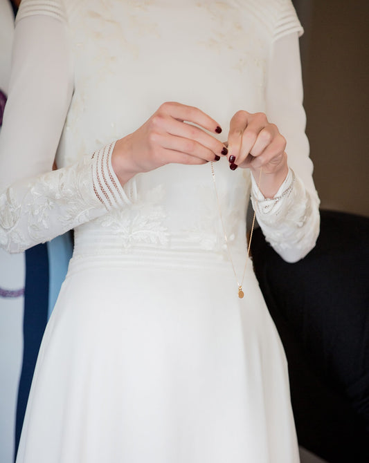 Real Photo Simple Long Sleeve Plain Satin Wedding Dress Bridal Gown Bride Custom Made - LiveTrendsX