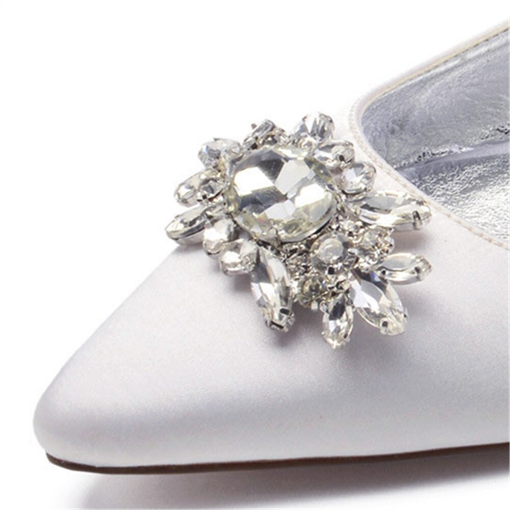 Lady satin evening dress shoes bridal wedding prom flats
