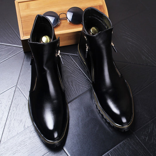 Korean style men casual breathable cow leather shoes banquet prom shoe platform ankle boots spring autumn zapatos hombre botines - LiveTrendsX