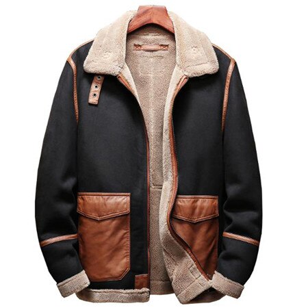 Mens Winter Warm Bomber Jacket Leather Coats