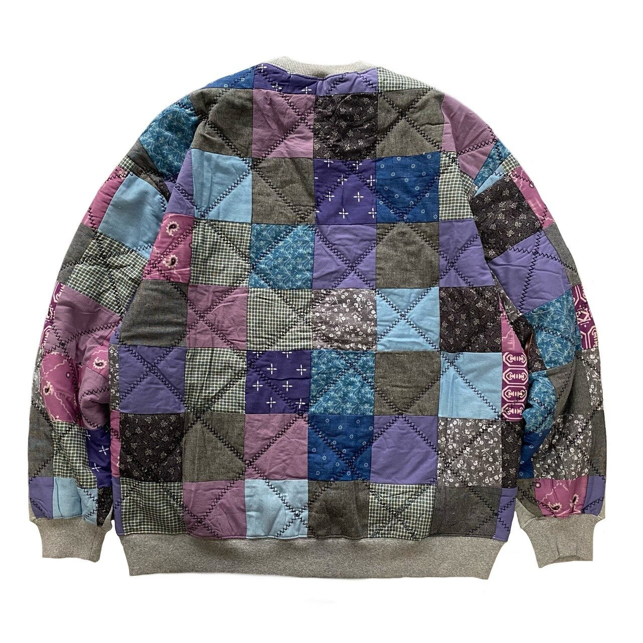 Vintage Back Patchwork Calico Loose Type Thick Men's and Women's Pullover Hoodie