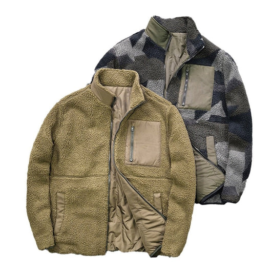 Men's Reversible Camouflage Thickened Cashmere Stand Collar Coat