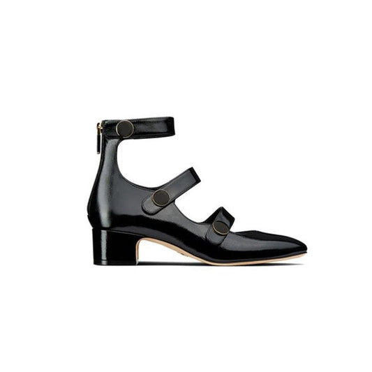 Buckle belt thick heel high heel leather single shoes - LiveTrendsX