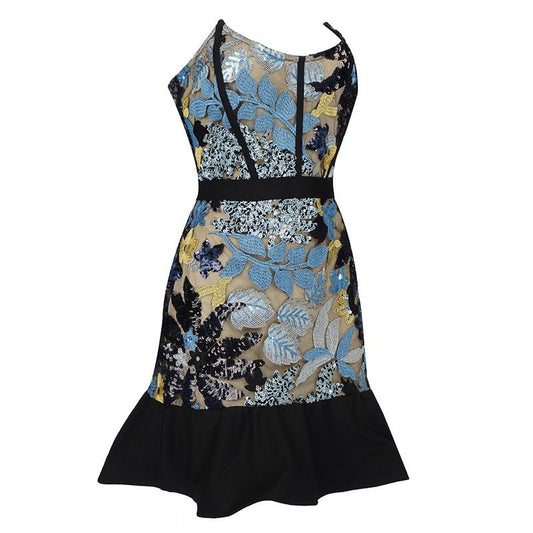 Celebrity Blue Print Strapless Pencil Bandage Dress - LiveTrendsX