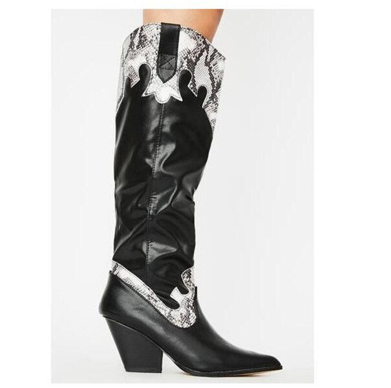 Crocodile Pattern Cowboy Boots Pointed Toe Shoes - LiveTrendsX
