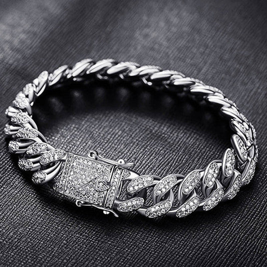 Curb Cuban Link Bracelets Copper Lab Bling Iced Out - LiveTrendsX