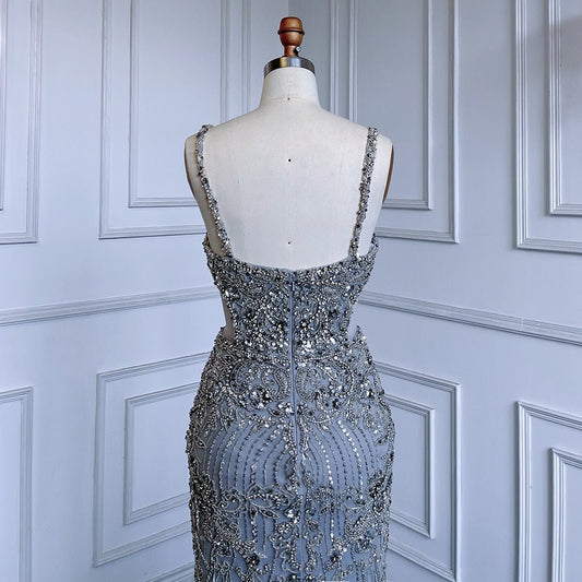 Cut Out Luxury Beaded Feather Dress Evening Gowns - LiveTrendsX