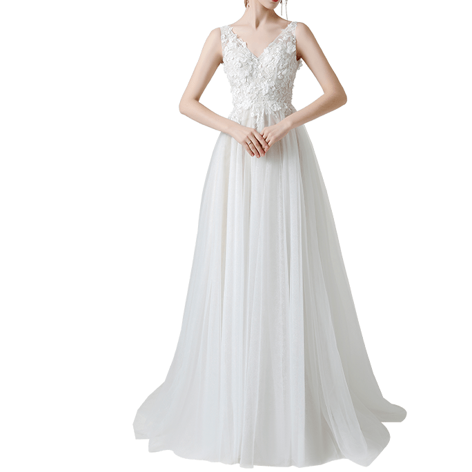 Double Shoulder Butterfly Lace French Light Wedding Dress - LiveTrendsX