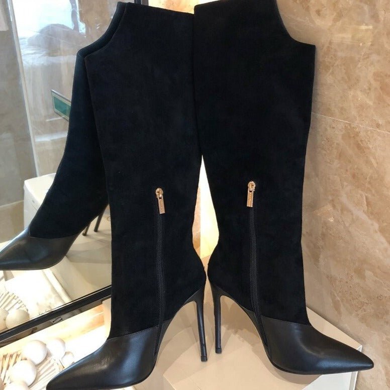 Fashion Suede Leather Patchwork Woman Over The Knee Boots - LiveTrendsX