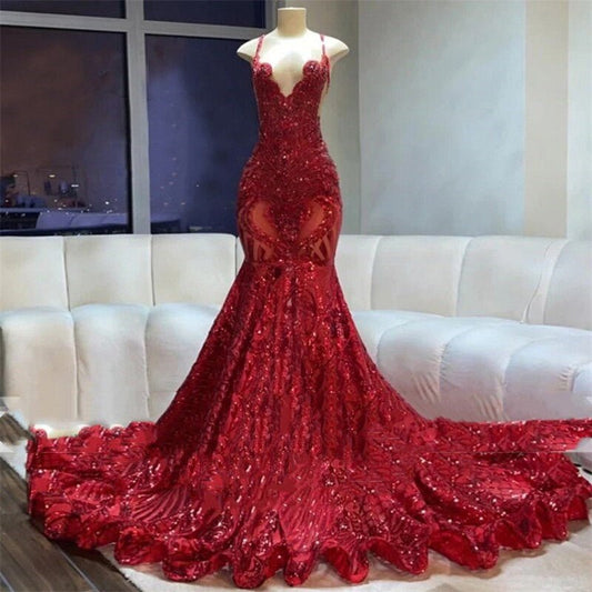 Glitter Royal Blue Mermaid Prom Dresses Crystal Gown - LiveTrendsX