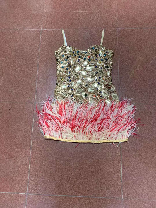 High Neck Feathers Short Prom Luxury Mini Dresses - LiveTrendsX