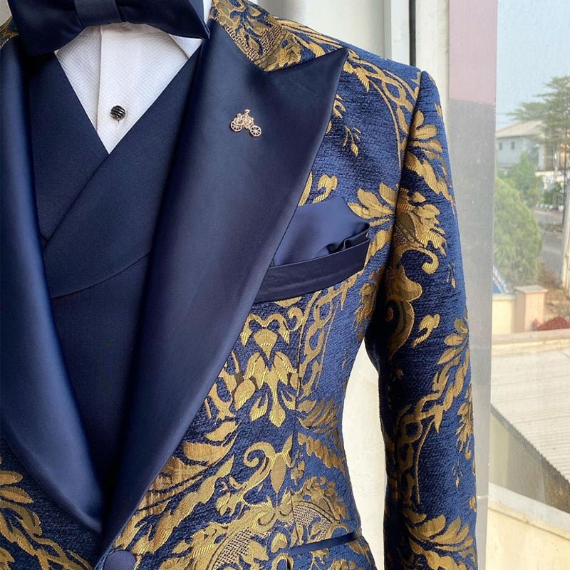 Jacquard Floral Tuxedo Suits for Men Wedding - LiveTrendsX