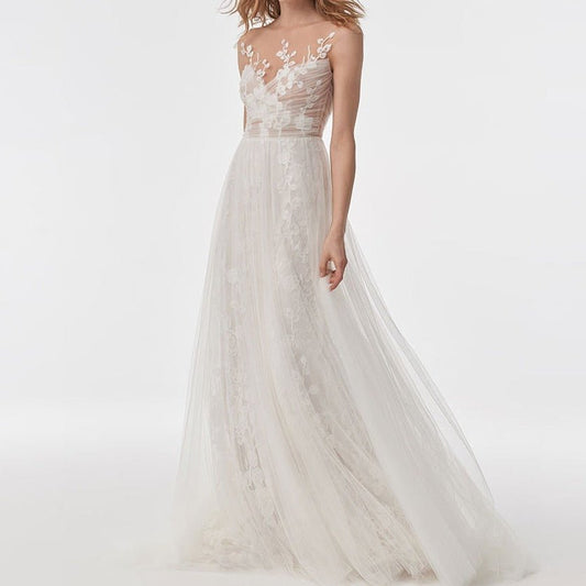Lace wedding gauze backless small trailing tail - LiveTrendsX