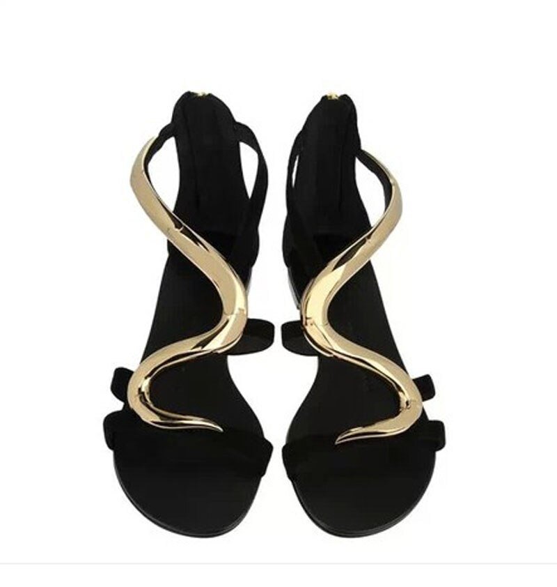 Ladies Metal Plated Snake shape Decor Party Sandals - LiveTrendsX
