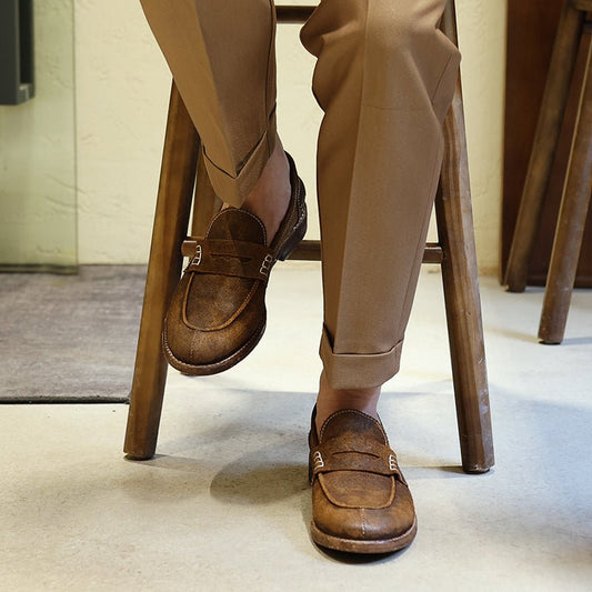 Leather Sole Casual Leather Shoes Vintage British Loafers - LiveTrendsX