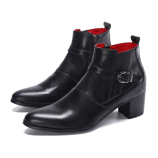 Man High Heel Boots Pointed Toe Dress Shoes - LiveTrendsX