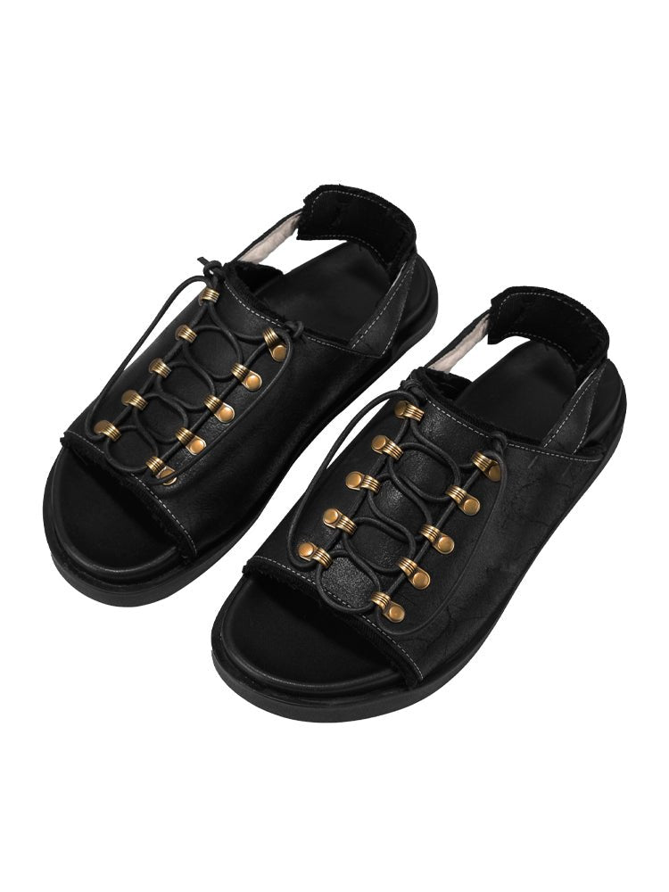 Men Platform Sandals Summer Casual Leather Beach Shoes - LiveTrendsX