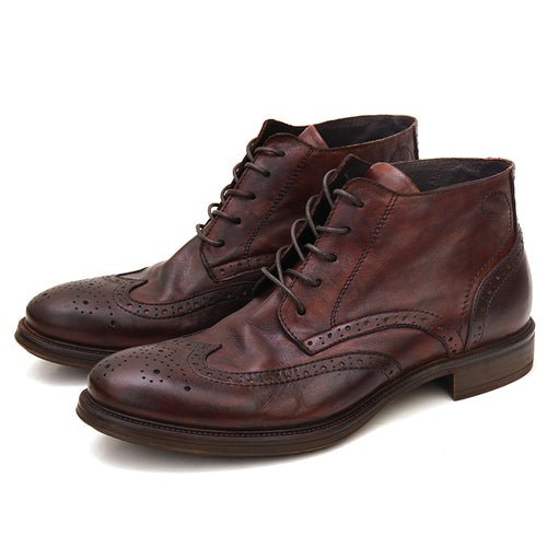 Men's brogue high top casual leather shoes carved martin boots - LiveTrendsX