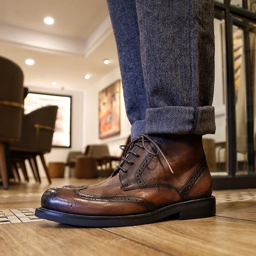 Men's retro round toe handmade breathable martin boots - LiveTrendsX