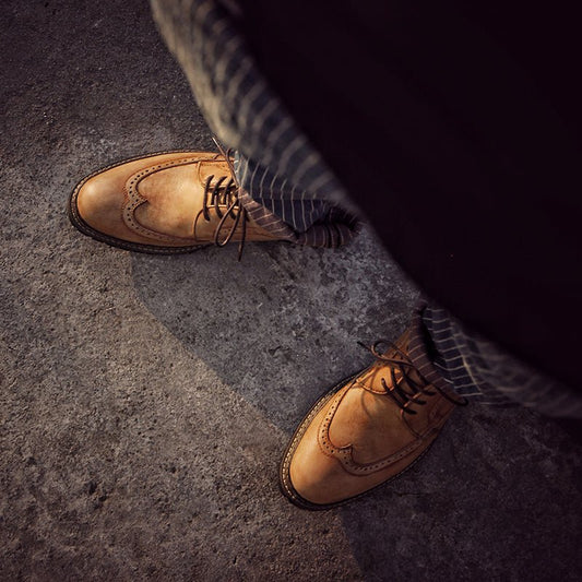 Men's thick - soled trendy carved thick - soled work shoes - LiveTrendsX