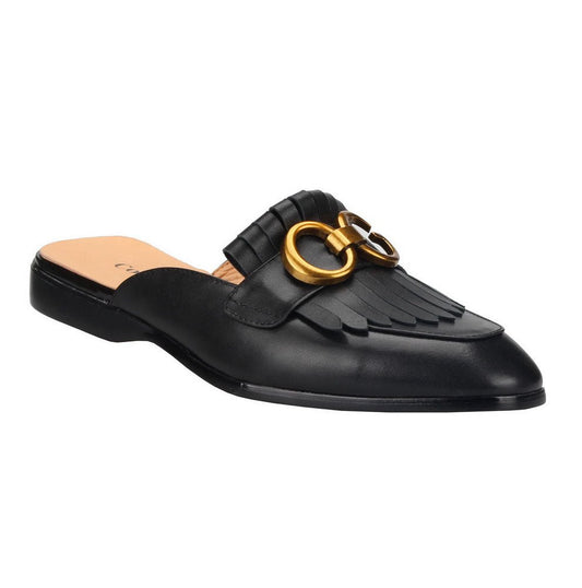 Metal Buckle Black Genuine Leather Loafers Men Slipper - LiveTrendsX