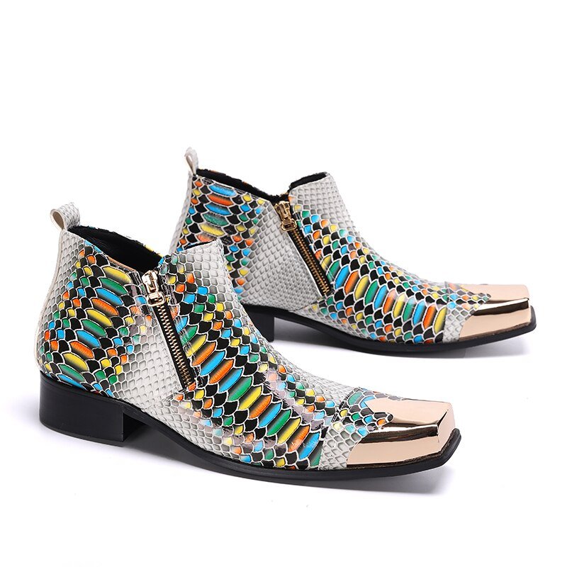 Metal Square Toe Formal Ankle Boots Male Party Dress Shoes - LiveTrendsX