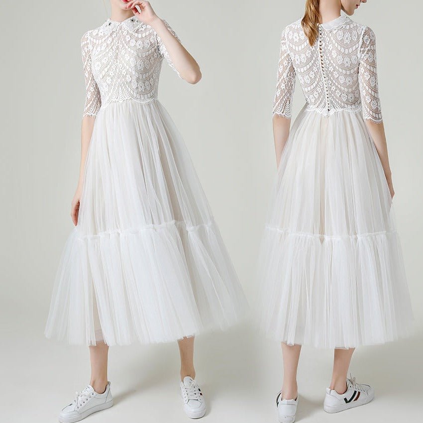 Mid Sleeve Lace Simple Short Wedding Lapel - LiveTrendsX