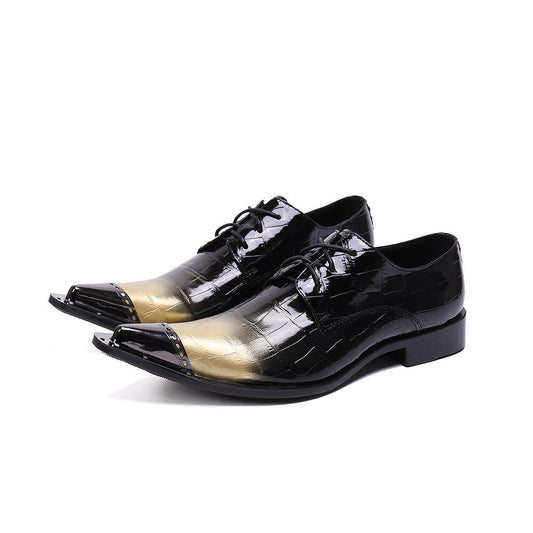 Mixed Color Genuine Leather Men Oxford Shoes Party Lace Up Dress Shoes - LiveTrendsX