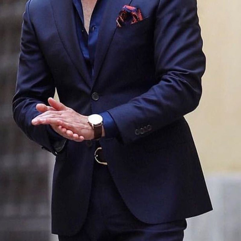 Navy Blue Men Suit 2 Piece Wedding Tuxedo for Groom - LiveTrendsX