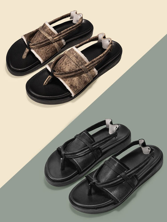 Niche design retro flip flops handmade shoes for men - LiveTrendsX