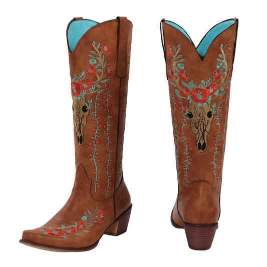 Prints Low Heels Motorcycle Riding Boots Shoes Ladies - LiveTrendsX