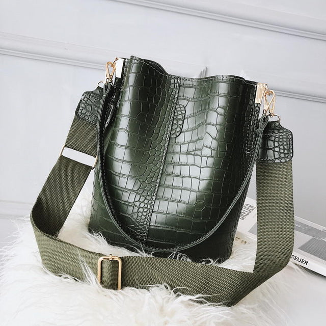 Crocodile Crossbody Bag For Women Shoulder Bag Brand Designer Women Bags Luxury PU Leather Bag Bucket Bag Handbag HPS405 - LiveTrendsX