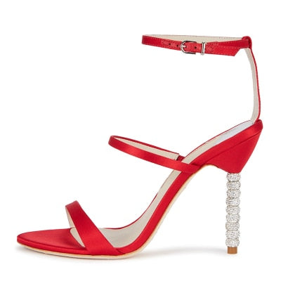 New Women High Heels Luxury Gold Silver Sandals Rhinestone Shoes Woman Summer Sandals Elegant Party Wedding Shoes - LiveTrendsX