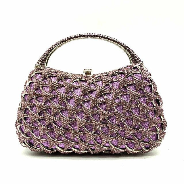 Golden Crystal Women Crystal Evening Bags Top-Handle Minaudiere Clutch Wedding Party Cocktail Handbag and Purse - LiveTrendsX