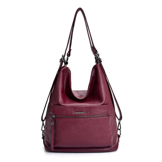 3-in-1 Leather Multifunction Backpack For Teenage Girls Fashion Female Large Capacity School Bag Women Shoulder Bags - LiveTrendsX