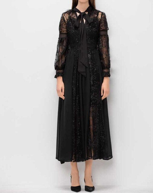 Patchwork feathers retro woman party long dress