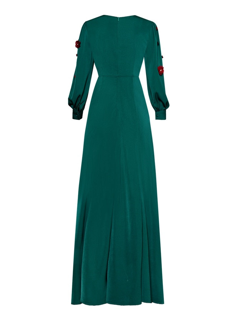 Women's Lantern Sleeve Vintage Flower Dress