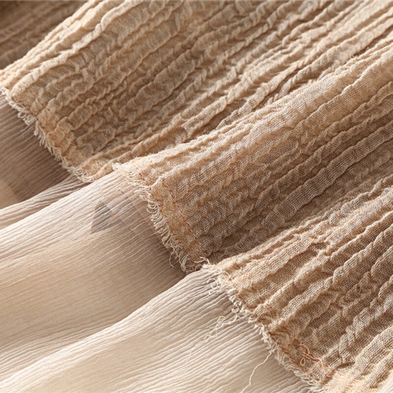 High-end Silk Dress Women Fabric 100% Silk Patchwork 100% Ramie Appliques Solid O Collar 2 Colors - LiveTrendsX