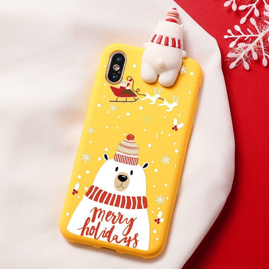 Christmas Cartoon Deer Case For iPhone XR 11 Pro XS Max X 5 5S Silicone Matte Cover For iphone 7 8 6 S 6S Plus 7Plus Case Bear - LiveTrendsX