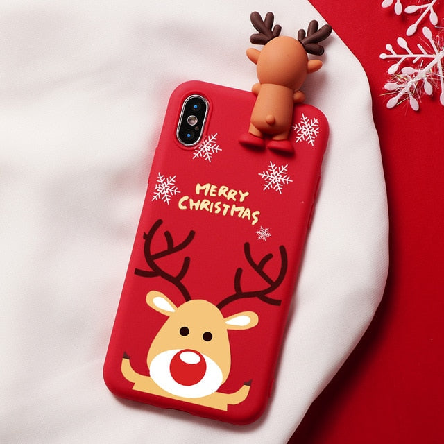 Christmas Cartoon Deer Case For iPhone XR 11 Pro XS Max X 5 5S Silicone Matte Cover For iphone 7 8 6 S 6S Plus 7Plus Case Bear - LiveTrendsX
