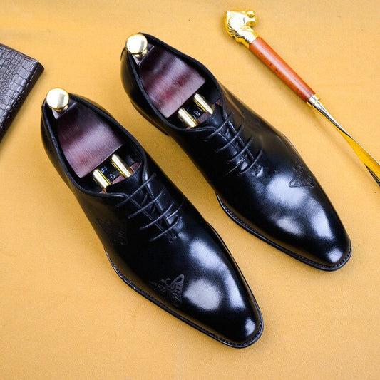 High Grade Men's Shoes Nature Leather Men's Business Foreign Trade Shoes British Bullock Carved Oxford Shoes Size 38-46 - LiveTrendsX