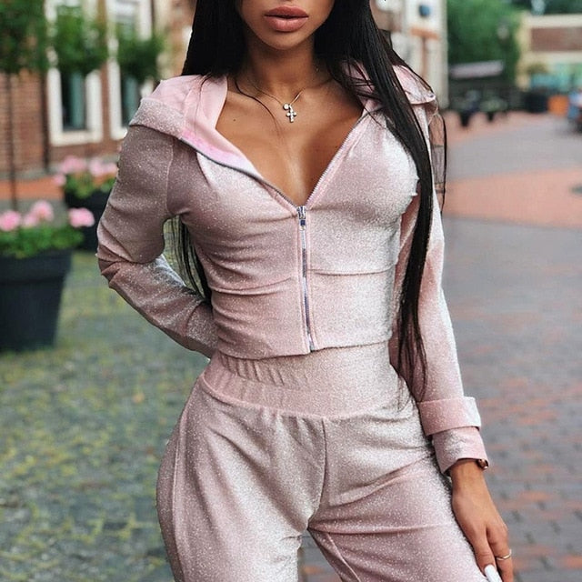Summer Autumn Two Pieces Set Hoodie Top And Pant Tracksuit Women Set Elastic Waist Leisure 2 Piece Set Women Outfits - LiveTrendsX