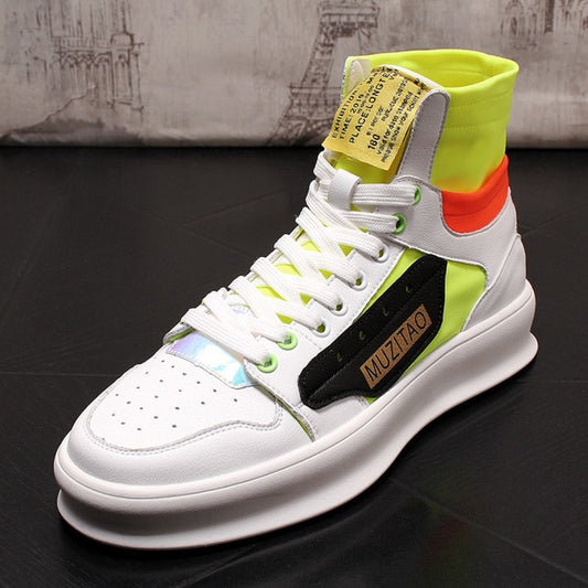 Fashion Designer Mens High tops Casual Shoes flats British Style Man Breathable mixec colors Trending Shoes web celebrity - LiveTrendsX