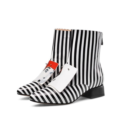 women shoes winter new fashion pointed toe genuine leather ankle boots women mid heels plus size zip shoes - LiveTrendsX