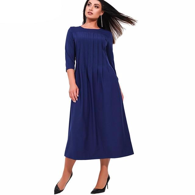 5xl 6xl 2019 Plus Size Women Dress Elegant A-line Evening Party Long Maxi Dress Fall Winter Big size solid Office Work Dress - LiveTrendsX