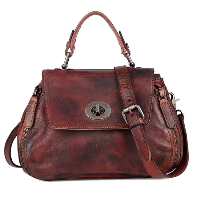 New women genuine leather shoulder bag crossbody brown leather hand bag fashionable luxurious accessories - LiveTrendsX