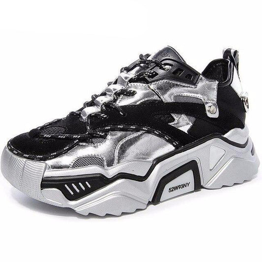 Cow Leather Women's Platform Chunky Sneakers Casual Vulcanize Shoes Luxury Designer Female Fashion Sneakers - LiveTrendsX