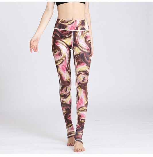 Vintage Fitness Yoga Pants Slim High waist Sport Leggings Gym Girls Elastic Printed Tights for Running Jogging Tummy Control - LiveTrendsX